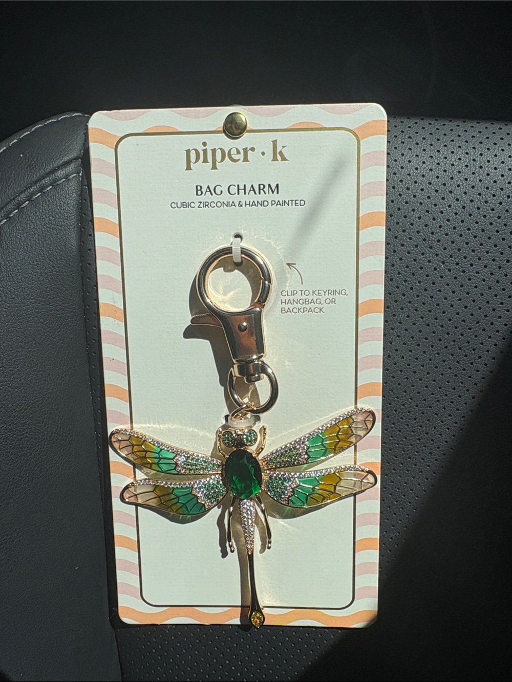 piper•k Green Dragonfly Bag Charm Keychain
